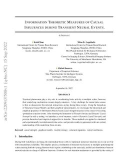 Information Theoretic Measures of Causal Influences during Transient
  Neural Events