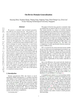 On-Device Domain Generalization
