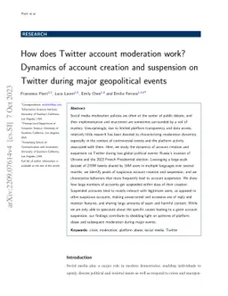 How does Twitter account moderation work? Dynamics of account creation
  and suspension on Twitter during major geopolitical events