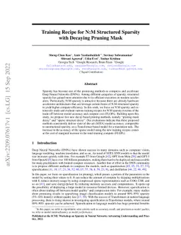 Training Recipe for N:M Structured Sparsity with Decaying Pruning Mask