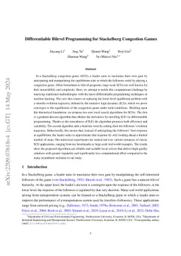 Differentiable Bilevel Programming for Stackelberg Congestion Games