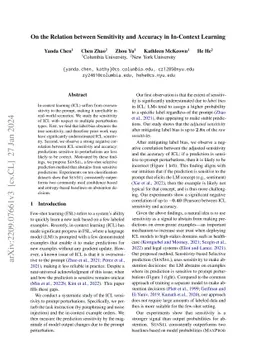 On the Relation between Sensitivity and Accuracy in In-context Learning