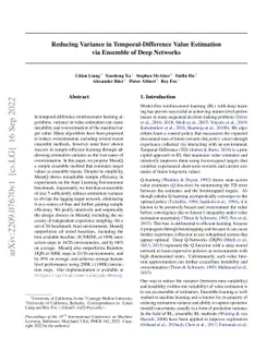 Reducing Variance in Temporal-Difference Value Estimation via Ensemble
  of Deep Networks