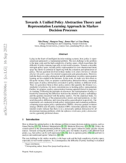 Towards A Unified Policy Abstraction Theory and Representation Learning
  Approach in Markov Decision Processes