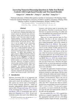 Answering Numerical Reasoning Questions in Table-Text Hybrid Contents
  with Graph-based Encoder and Tree-based Decoder