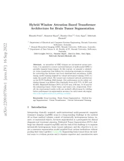 Hybrid Window Attention Based Transformer Architecture for Brain Tumor
  Segmentation