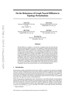 On the Robustness of Graph Neural Diffusion to Topology Perturbations