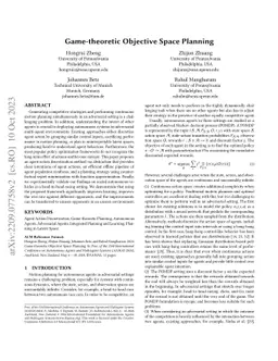 Game-theoretic Objective Space Planning
