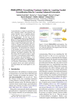 PINEAPPLE: Personifying INanimate Entities by Acquiring Parallel
  Personification data for Learning Enhanced generation