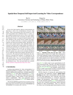 Spatial-then-Temporal Self-Supervised Learning for Video Correspondence