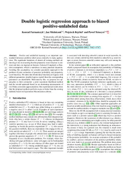Double logistic regression approach to biased positive-unlabeled data