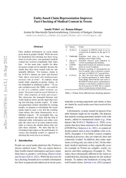 Entity-based Claim Representation Improves Fact-Checking of Medical
  Content in Tweets