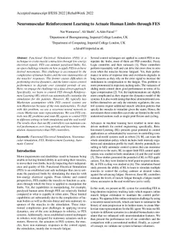 Neuromuscular Reinforcement Learning to Actuate Human Limbs through FES