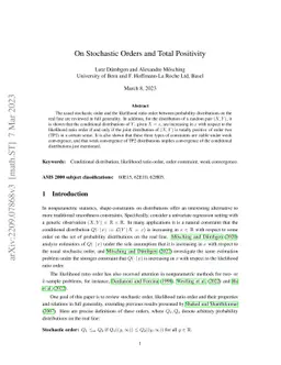 On Stochastic Orders and Total Positivity