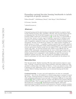 Expanding continual few-shot learning benchmarks to include recognition
  of specific instances