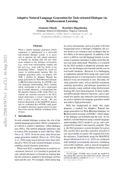 Adaptive Natural Language Generation for Task-oriented Dialogue via
  Reinforcement Learning
