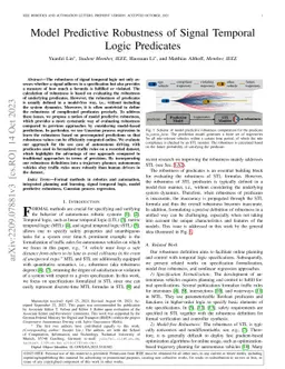 Model Predictive Robustness of Signal Temporal Logic Predicates