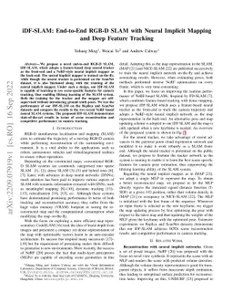 iDF-SLAM: End-to-End RGB-D SLAM with Neural Implicit Mapping and Deep
  Feature Tracking