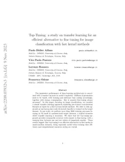 Top-Tuning: a study on transfer learning for an efficient alternative to
  fine tuning for image classification with fast kernel methods