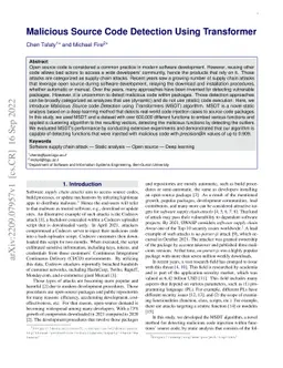 Malicious Source Code Detection Using Transformer