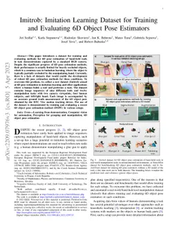 Imitrob: Imitation Learning Dataset for Training and Evaluating 6D
  Object Pose Estimators