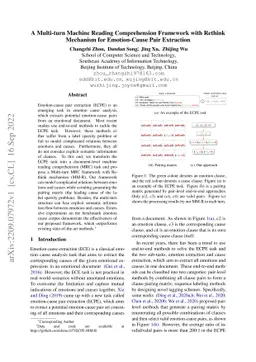 A Multi-turn Machine Reading Comprehension Framework with Rethink
  Mechanism for Emotion-Cause Pair Extraction