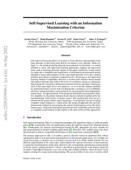 Self-Supervised Learning with an Information Maximization Criterion