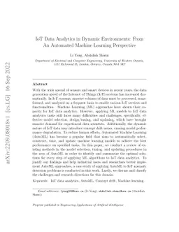 IoT Data Analytics in Dynamic Environments: From An Automated Machine
  Learning Perspective