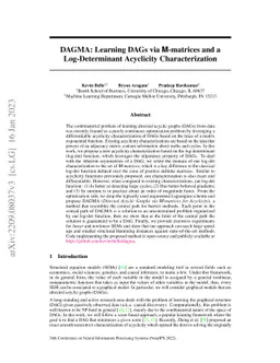 DAGMA: Learning DAGs via M-matrices and a Log-Determinant Acyclicity
  Characterization