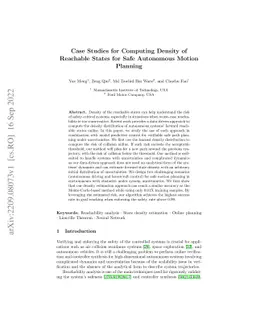 Case Studies for Computing Density of Reachable States for Safe
  Autonomous Motion Planning