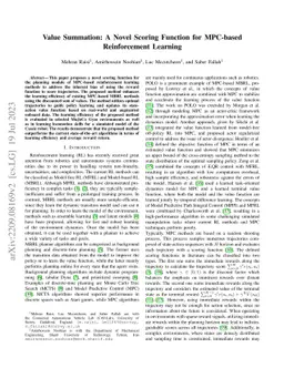 Value Summation: A Novel Scoring Function for MPC-based Model-based
  Reinforcement Learning