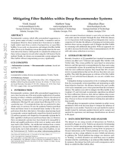 Mitigating Filter Bubbles within Deep Recommender Systems