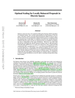 Optimal Scaling for Locally Balanced Proposals in Discrete Spaces
