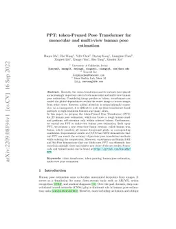 PPT: token-Pruned Pose Transformer for monocular and multi-view human
  pose estimation
