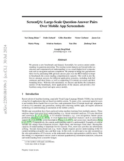 ScreenQA: Large-Scale Question-Answer Pairs over Mobile App Screenshots