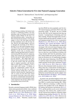 Selective Token Generation for Few-shot Natural Language Generation