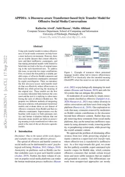 APPDIA: A Discourse-aware Transformer-based Style Transfer Model for
  Offensive Social Media Conversations