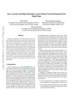 Fast, Accurate and Object Boundary-Aware Surface Normal Estimation from
  Depth Maps