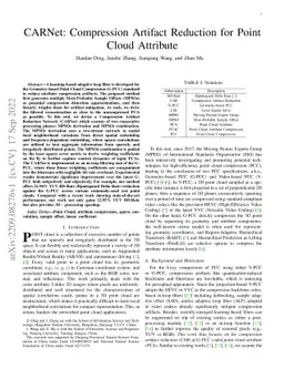 CARNet:Compression Artifact Reduction for Point Cloud Attribute