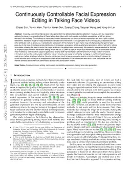 Continuously Controllable Facial Expression Editing in Talking Face
  Videos