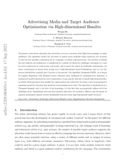 Advertising Media and Target Audience Optimization via High-dimensional
  Bandits