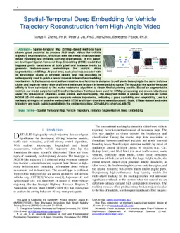 Spatial-Temporal Deep Embedding for Vehicle Trajectory Reconstruction
  from High-Angle Video