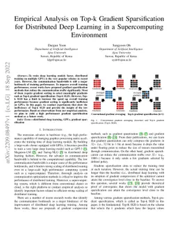 Empirical Analysis on Top-k Gradient Sparsification for Distributed Deep
  Learning in a Supercomputing Environment