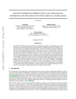 Adaptive Dimension Reduction and Variational Inference for Transductive
  Few-Shot Classification