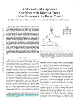 A Stack-of-Tasks Approach Combined with Behavior Trees: a New Framework
  for Robot Control