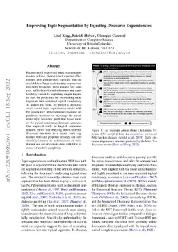 Improving Topic Segmentation by Injecting Discourse Dependencies