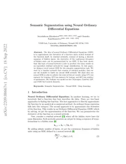 Semantic Segmentation using Neural Ordinary Differential Equations