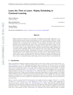 Learn the Time to Learn: Replay Scheduling in Continual Learning