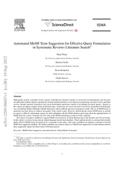 Automated MeSH Term Suggestion for Effective Query Formulation in
  Systematic Reviews Literature Search