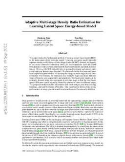 Adaptive Multi-stage Density Ratio Estimation for Learning Latent Space
  Energy-based Model